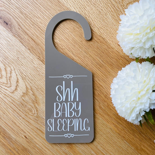 Baby Sleeping Door Hanger - Stone