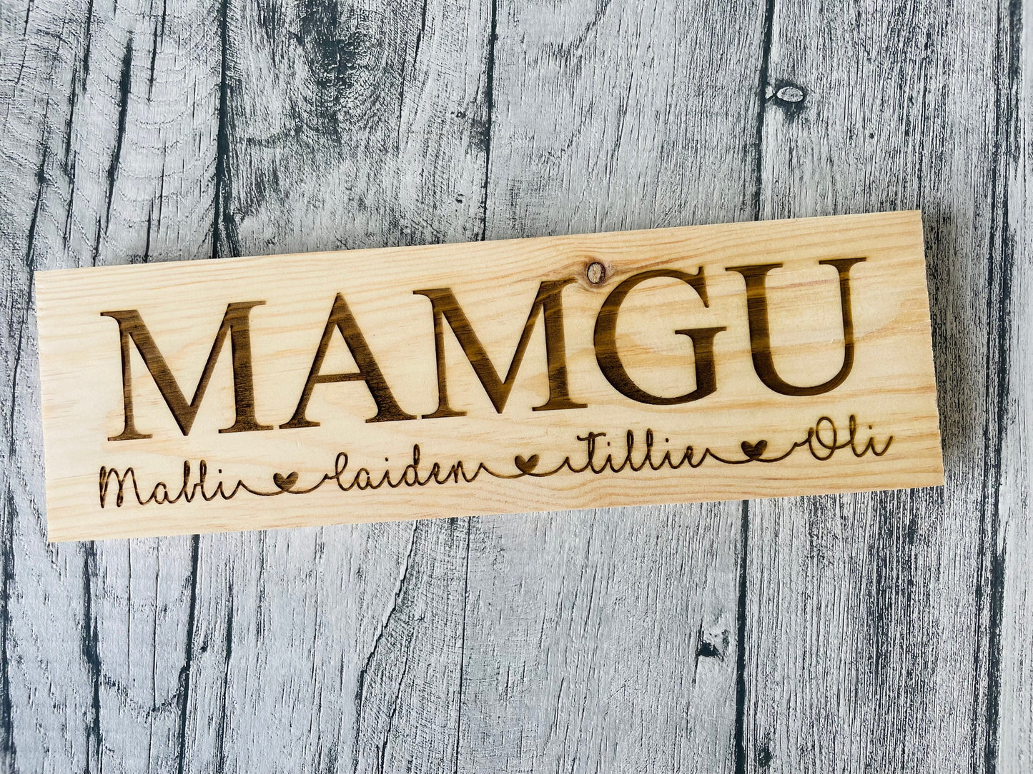 Engraved Welsh Mamgu Wooden Sign