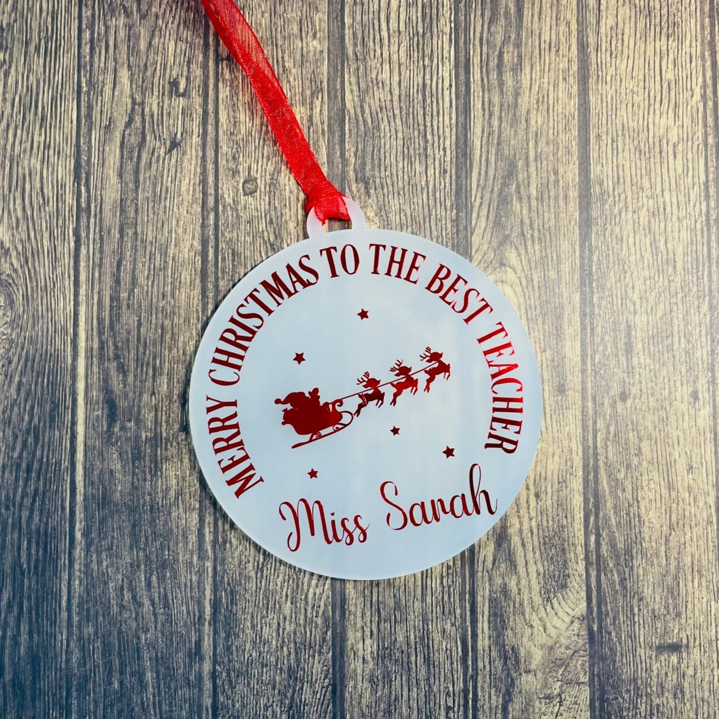 Merry Christmas to the Best Teacher personalised Tree Decoration