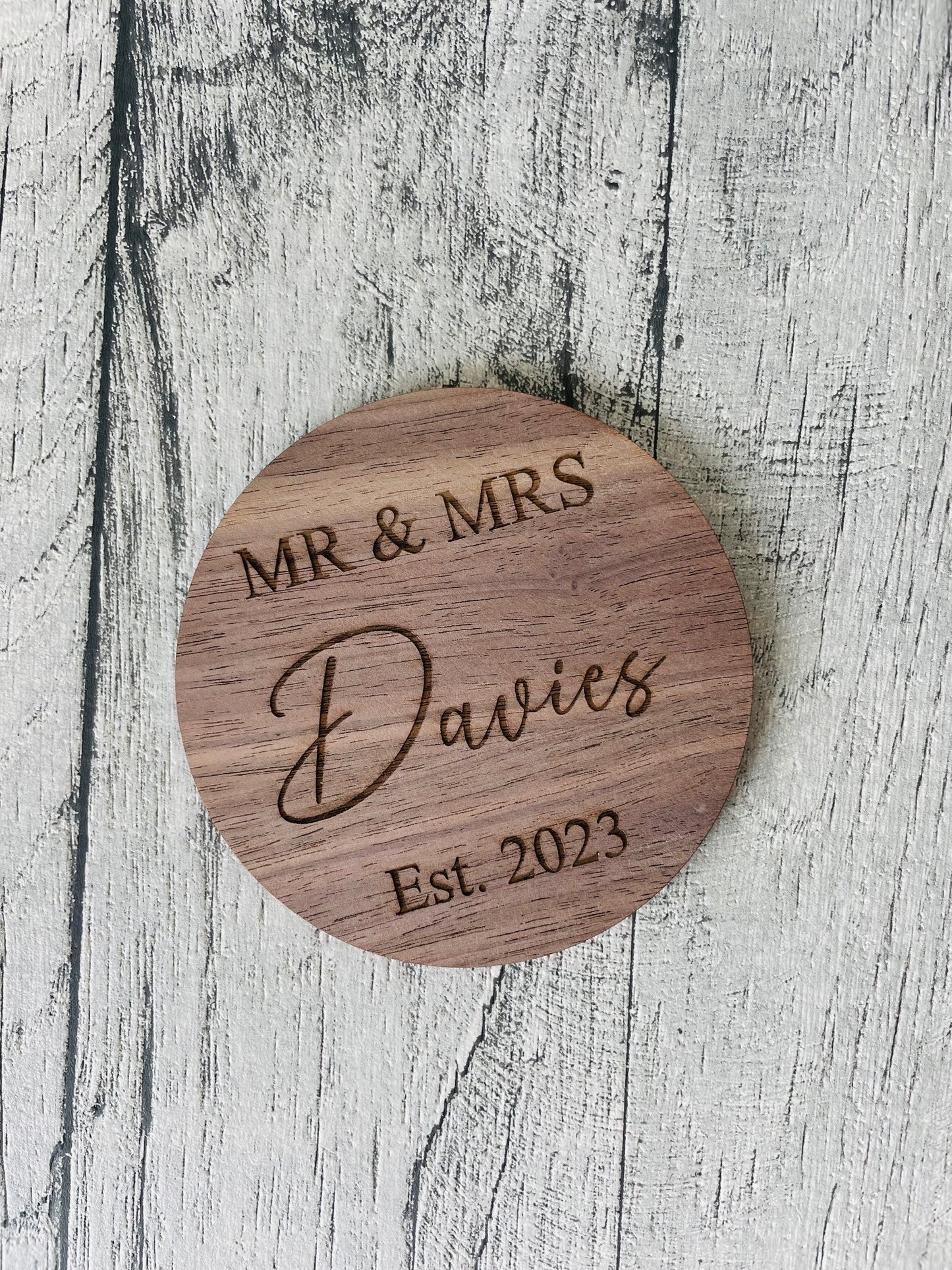 Personalised Mr & Mrs Wooden Coaster