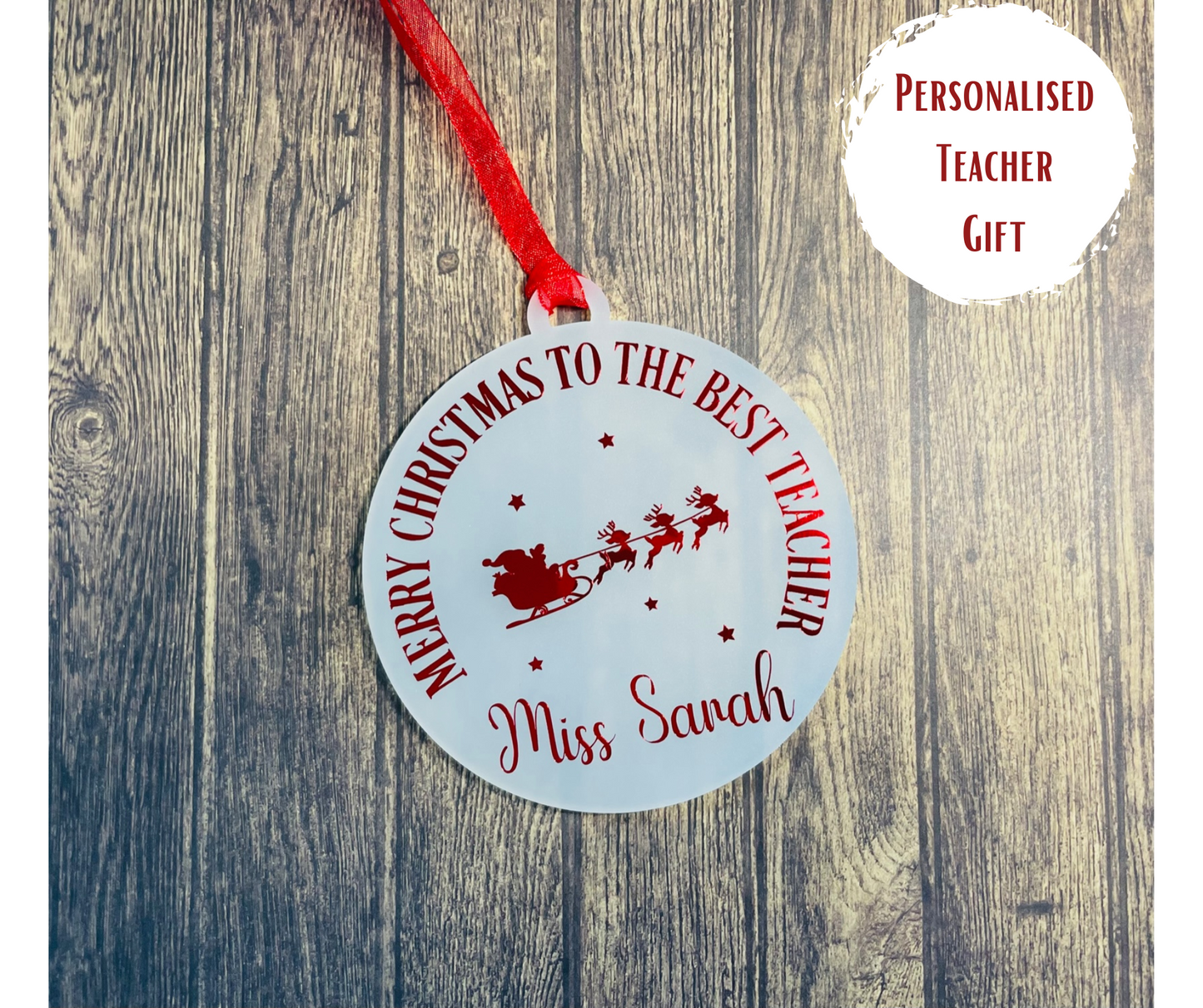 Merry Christmas to the Best Teacher personalised Tree Decoration