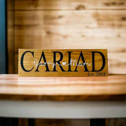 Welsh Cariad Wooden Sign