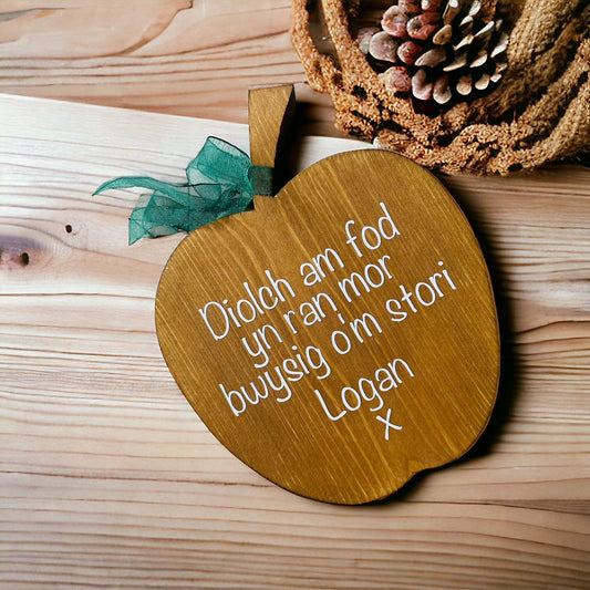 Welsh Wooden Apple Teacher Gift