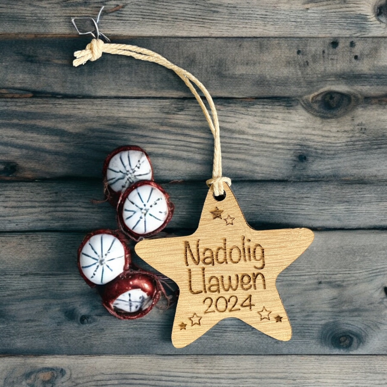 Nadolig Llawen Star Tree Decoration