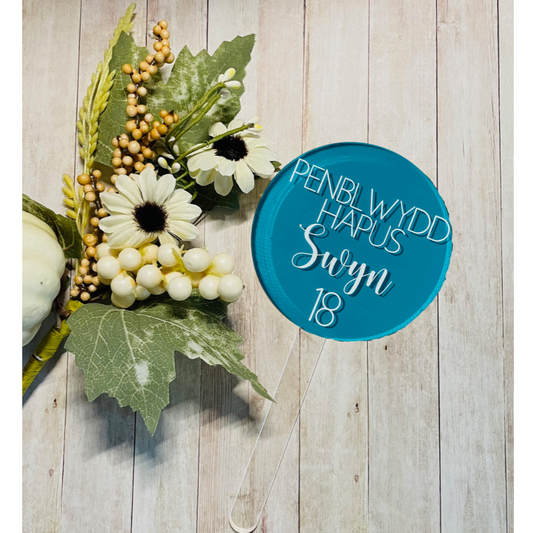 Penblwydd Hapus Cake Topper - Lagoon