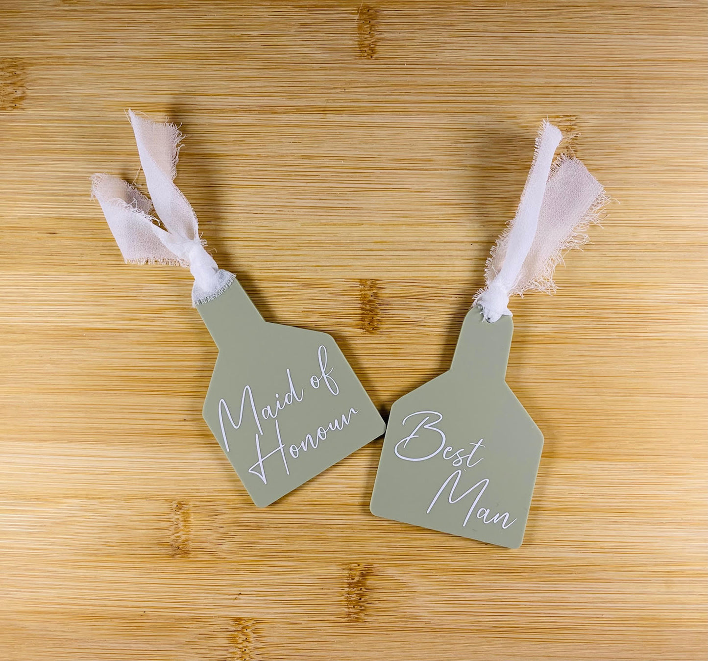 Cow Tag Wedding Place Settings - Sage Green