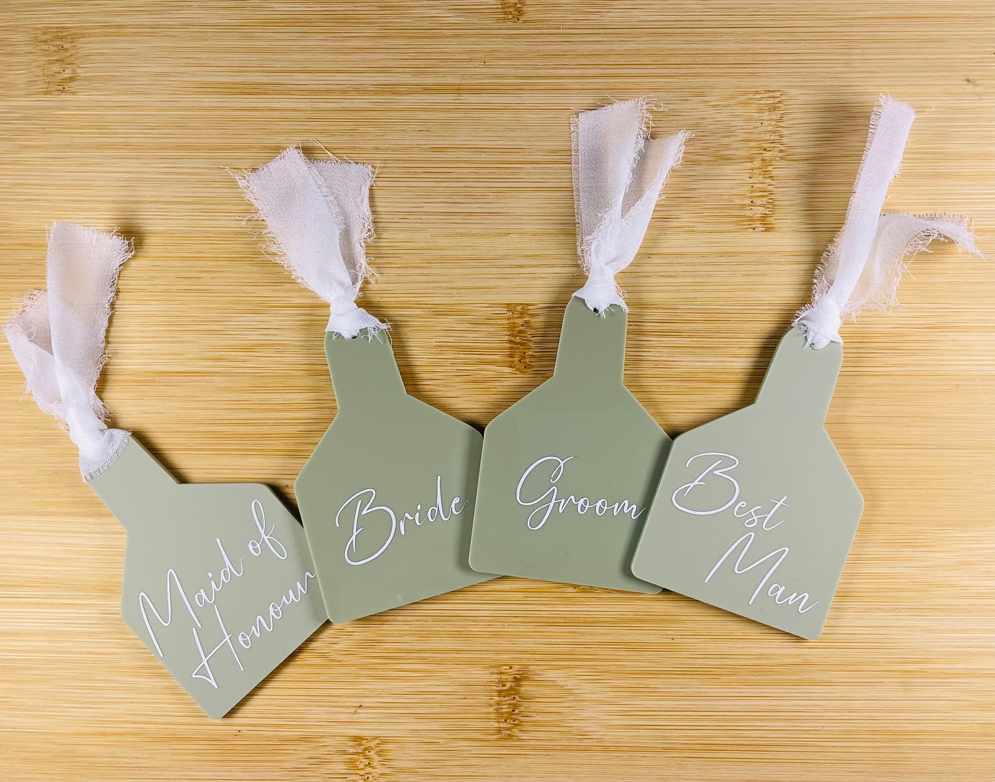 Cow Tag Wedding Place Settings - Sage Green